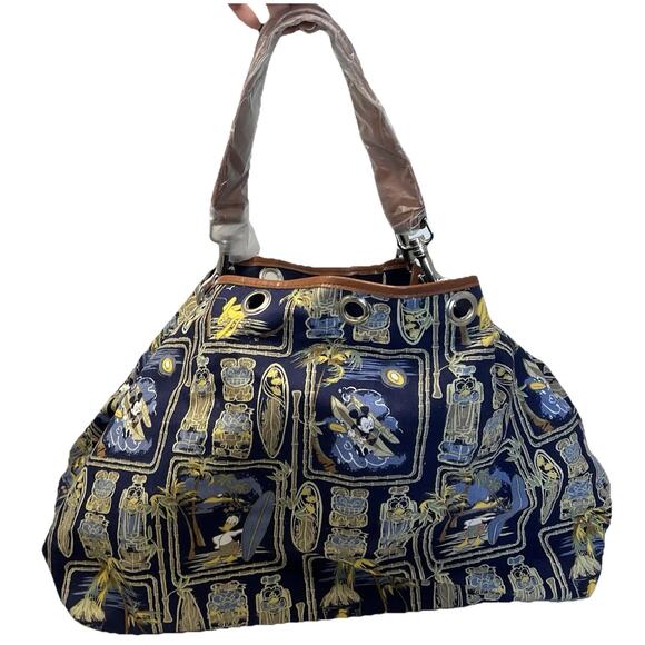 Disney Store Tiki Tropical Beach Mickey Mouse Pluto Donald Purse Tote Bag Beachy - Picture 1 of 15